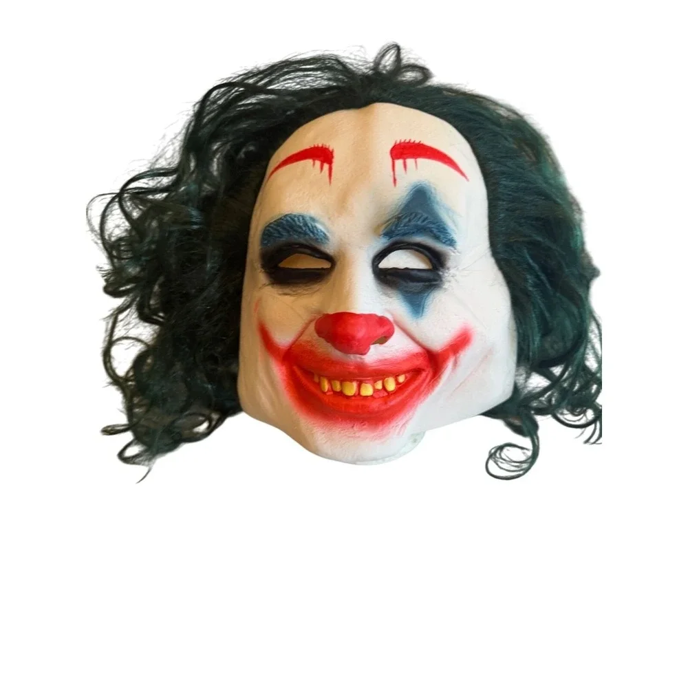 Creepy Joker Mask With Green Hair For Costumes Or Halloween